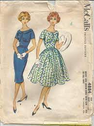 1950s Cocktail Sheath Or Fit And Flare Dress Oval Neckline W Etsy Vintage Sewing Patterns Fit And Flare Dress Fit And Flare