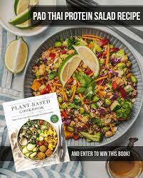 Pad Thai Protein Salad Recipe From The Plant Based Cookbook Book Review And Giveaway Recipe Protein Salad Recipes Oil Free Vegan Recipes Plant Based Cookbook