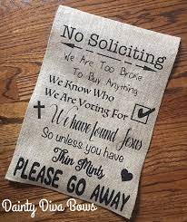 No Soliciting Flag Burlap Garden Flag Welcome Flag Garden Etsy Burlap Garden Flags Burlap Flag Funny Flags