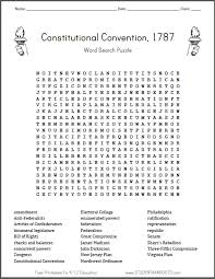 Constitutional Convention Word Search Puzzle Student Handouts History Lessons For Kids Constitutional Convention Free Printable Word Searches