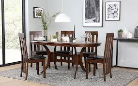 The light color scheme is mostly seen in any country living room dining room combos. Townhouse Oval Dark Wood Extending Dining Table With 6 Chester Chairs Brown Leather Seat Pads Furniture And Choice
