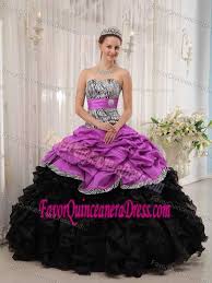 Brand New Fuchsia And Black Ball Gown Quinceanera Dress With Sweetheart With Images Quince Dresses Sweet 15 Dresses Ball Gowns
