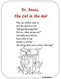 Dr Seuss The Cat In The Hat Poem For Poetry Binders Short Poems For Kids Kids Poems Dr Seuss Quotes