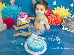 Smash The Cake Smash The Cake Dante Tema Baby Shark Estudio Essenziale Design Fotografia Tatuape Sao Paulo Sp