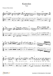Kumralim Gitar Nota Tab Gitaregitim Net Flut Sarkilar Muzik
