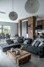 cool inneneinrichtung ideen wohnideen wohnzimmer graues ecksofa rustikaler couchtisch haengelampen wohnideen wohnzimmer inneneinrichtung ideen wohnung