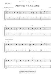 Free sheet music › double bass. Guitar Songs For Beginners Mary Had A Littel Lamb Free Bass Tab Sheet Music Mary Had A Little Lamb Bass Tabs Bass Guitar Guitar Songs For Beginners