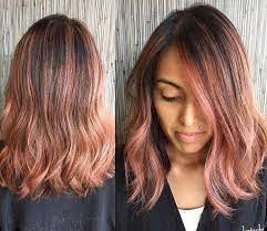 12 Black Mixed With Rose Gold For The Lovely Ladies With Darker Skin Tones This Style Will Look Partic Hair Color Rose Gold Gold Hair Colors Rose Hair Color