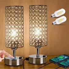 Browse a wide selection of nightstand and bedside table designs, including mirrored, black and white night tables in a variety of materials and sizes. Buy Zeefo Touch Table Lamp Modern Elegant Decor Nightstand Lamps Built In Dual 5v 2 1a Usb Ports Ac Outlet Two Edison Bulbs Silver Base Dimmable Crystal Bedside Usb Lamps Perfect For Bedroom Set Of 2
