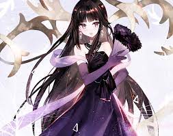 Wallpaper manga anime girls minimalism simple. Wallpaper Elbow Gloves Long Hair Black Hair Purple Eyes Dress Blush Anime Girls Dark Hair 2000x1570 Wearetitan 1868081 Hd Wallpapers Wallhere