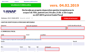 Introduceţi codul de identificare fiscală DeclaraÈ›ie Pe Propria RÄƒspundere Pentru Inregistrarea In Scopuri De Tva Actualizare La Pdf Ul Inteligent Oficial Anaf Cabinetexpert Ro Blog Contabilitate