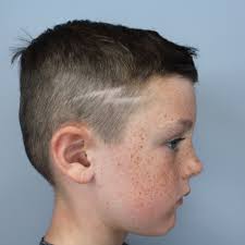 User can easily tie the thin hairs. Hadley Gave This Little Guy An Awesome Lightning Bolt Shaved On His Side Hair Designs For Boys Shaved Hair Designs Boy Hairstyles