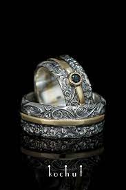 Wedding Rings In Joy And In Sadness Yellow Gold Silver Sapphire Kochut Jewelry Brand Wedding Rings Wedding Rings Engagement Matching Rings