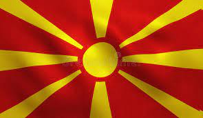 De vlag van macedonie is geel met rood en in het midden een cirkel die een beetje op de zon lijkt. De Vlag Fyrom Van Macedonie Stock Illustratie Illustration Of Skopje Dimensionaal 92058554