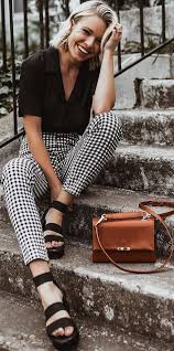 Black And White Checkered Pants Outfit Women Plaid Reputation Black And White Gingham High Waisted Pants Fashion Summer Work Outfits Gingham Pants