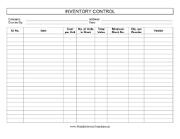 this printable inventory control log keeps track of stock