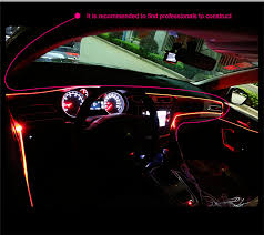 Rgb 6x Led Car Interior Door Dash Trim Decor Light Strip 8m Optic Fiber Remote Ebay
