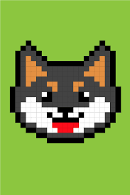 Easy Pixel Art Dogs Black Shiba Pixel Art Facile Chiens Shiba Noir Tejidos Accesorios