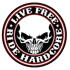 Sticker reads, live to ride, ride to live. Live Free Ride Hardcore Logo Sticker