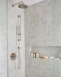 It comes with 2 plates for each set. Light Gray Glazed Shower Tiles With Rectangular Shower Niche Modern Bathroom