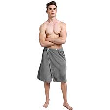 Whether made of cotton, microfiber, or sustainable textiles like bamboo, hair towel wraps are shaped to fit perfectly when twisted and secured on the top of your head. Amazon Com Turkish Cotton Terry Velour Adjustable Body Wrap Towel For Men White One Size Kitchen Dining