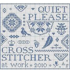 Quiet Please Cross Stitcher At Work Free Pattern Cross
