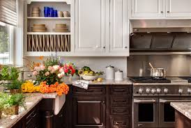 More and more, we're seeing kitchens with no upper cabinets (so just lower cabinets with either a full wall of tile/stone or just a short backsplash). White Light Upper Cabinets Dark Lower Dark Island