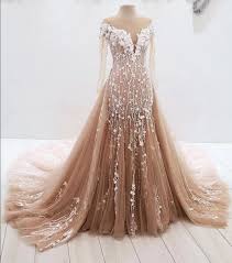 Its a perfect long sleeve wedding dress with lace corset. Champagne Lace Long Sleeves Mermaid Wedding Dress With Detachable Train 3d Flowers Appliques Overskirt Bridal Gowns 2020 Luxury Wedding Dresses Aliexpress