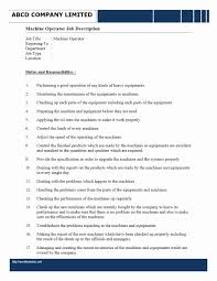 Material Handler Job Description Resume Luxury Simple Resume For Machine Operator Job Descriptions Job Resume Student Resume Template Cover Letter For Resume