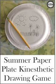 Summer Paper Plate Kinesthetic Drawing Game Your Therapy Source Drawing Games For Kids Drawing Games Plate Drawing