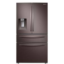 The clean lines and modern form blend beautifully into your kitchen, while the fingerprint resistant finish withstands everyday smudges. Reviews For Samsung 28 Cu Ft 4 Door French Door Refrigerator In Fingerprint Resistant Tuscan Stainless Rf28r7201dt The Home Depot