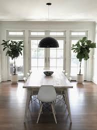 Black Dome Light Pendant With Light Gray Dining Table Transitional Dining Room