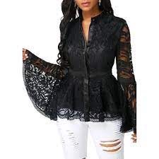 dantel gomlek bluz kendinden astarli dirsekten ispanyol kol saten gizli dugmeli belden oturtmali siyah ve bey black lace blouse blouses for women lace outfit