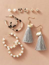 6pairs Faux Pearl Tassel Decor Earrings Set In 2020 Earring Set Womens Jewelry Earrings Faux Pearl