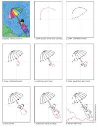 Flying Umbrella Kid Tutorial Art Projects For Kids Kids Art Projects Drawing For Kids Classroom Art Projects