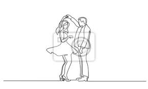 Elle a fini son dessin. Dessin Au Trait Continu Jeune Jolie Femme Detient Les Mains Peintures Murales Tableaux Continue Leger Bras Myloview Fr