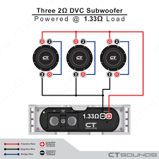 If you are running one 4 ohm dvc sub, the only ways to do it are a 2 ohm load or an 8 ohm load using both voice coils. Three Speaker 2 Ohm Dual Voice Coil Ct Sounds