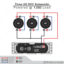 Option 1 (parallel/parallel) = 0.5 ohm load voice coils wired in parallel, speakers wired in parallel recommended amplifier: Three Speaker 2 Ohm Dual Voice Coil Ct Sounds