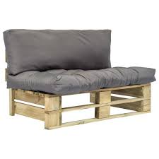 Canape De Jardin Fauteuil De Jardin Palette Avec Coussins Gris Bois Vert Fsc Cdiscount Jardin