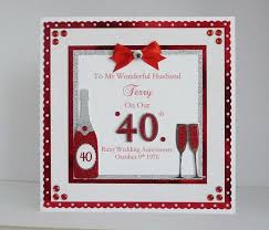 Ruby 40th Wedding Anniversary Card Wife Husband Mum Dad Nan Grandad Etc With Envelope Or Box Personalised Wedding Anniversary Cards Anniversary Cards 40th Wedding Anniversary