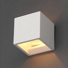 Square Plaster Wall Light White Woodie S