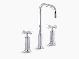 Kohler kitchen faucets feature bold design with unmatched functionality for all kitchen tasks; K 14408 3 Purist Widespread Sink Faucet With High Cross Handles Kohler