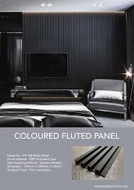 If you have wood wall panels in the bedroom play on the theme by bringing in a statement making wooden headboard. Coloured Fluted Panel Feature Wall Bedroom Wall Cladding Interior Interior Design Bedroom