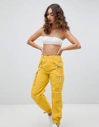 Black And Yellow Cargo Pants Asos Design Cargo Pants In Yellow Cargo Pants Women Cargo Pants Outfit Cargo Pants