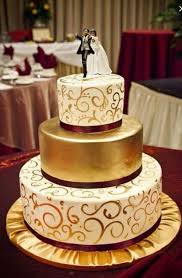 Cream Gold And Scarlet Wedding Cake Gold Wedding Cake Wedding Cake Red Burgundy Wedding Cake