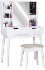 Vanity Table Set With Mirror And Makeup Organizer Dressing Table 2 Large Drawers With Sliding In 2020 Vanity Table Set Vanity Table Make Up Desk Vanity