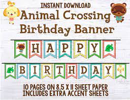 Animal Town Animal Crossing Birthday Banner Etsy In 2021 Birthday Banner Animal Crossing Happy Birthday Banners