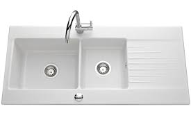 Evier Ceramique Blanc Tinae 2 Bacs 1 Egouttoir Cuisissimo Egouttoir Ceramiques Blanches Evier