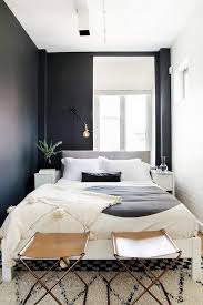 Small Bedroom With Big Style In Neutral Black White Beige Gray And Tan Small Apartment Tiny Bedroom Design Small Apartment Bedrooms Small Master Bedroom