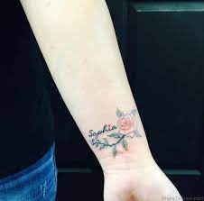 20 best wrist tattoo ideas and designs to copy. Beautiful Small Rose With Name Sophia Tattoo On Wrist